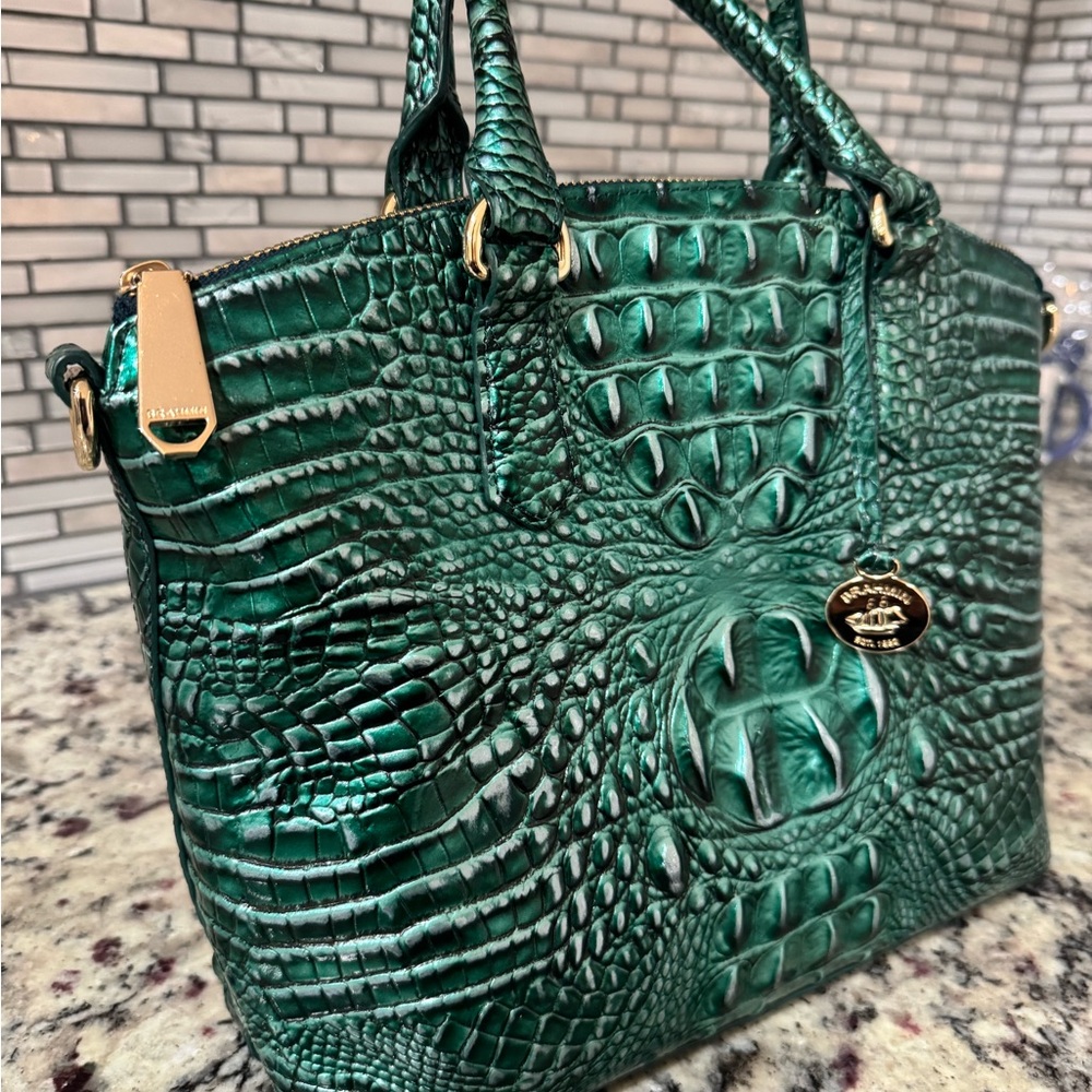 Brahmin Teal Crocodile-Embossed Satchel - Picture 3 of 8